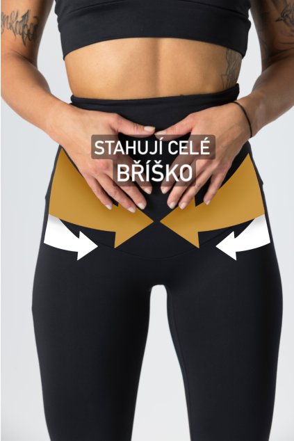 GoldBee Legíny Stahující Celé Břicho Lycra Black (Barva Black, Velikost XS)