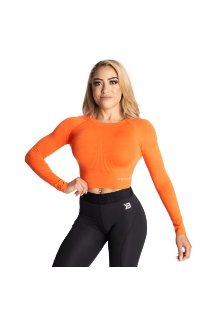 Better Bodies Crop-Top Rib Bezešvý LS Sunset Melange (Barva melange, Velikost  M)