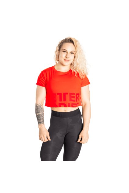 Better Bodies Tričko Astoria Cropped Tee Sunset Red (Barva Sunset Red, Velikost L)