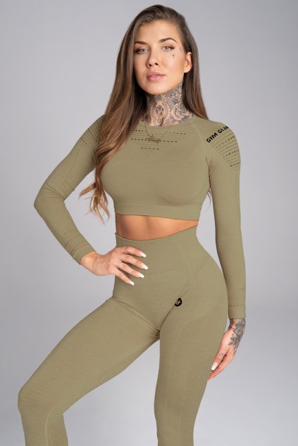 Gym Glamour Crop-Top Combat Khaki (Barva Combat Khaki, Velikost M)