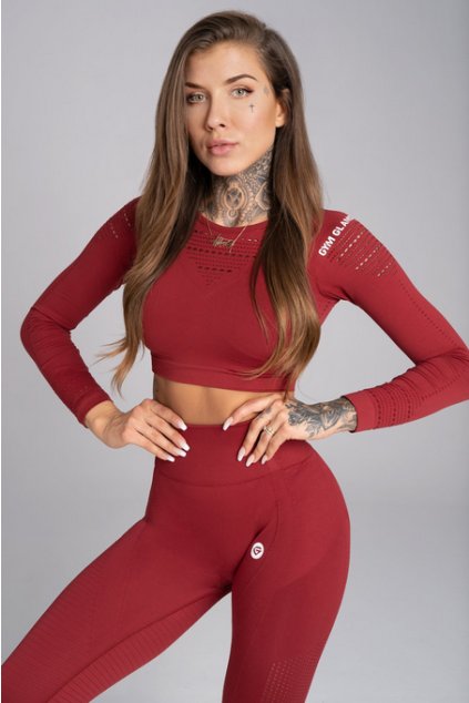 Gym Glamour Crop-Top Bordo (Barva Bordo, Velikost XS)