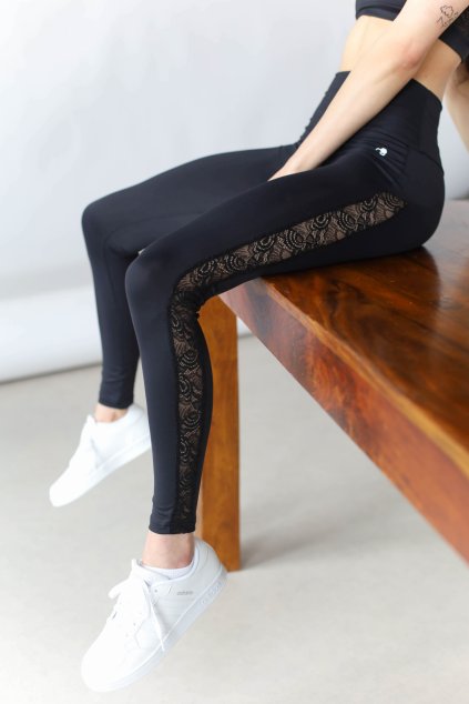 GoldBee Legíny Krajka Line Lycra Black (Barva Black, Velikost XS)