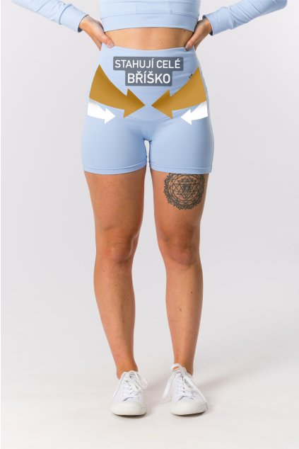 GoldBee Krátké Kraťásky Stahující Celé Břicho Baby Blue (Barva Baby Blue, Velikost L)