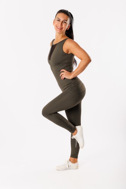 GoldBee Legíny Push-Up Pro Lycra Army (Barva Army, Velikost 3XL)