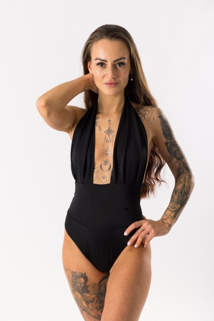 GoldBee Jednodílné Stahovací Plavky Brazilky Black (Barva Black, Velikost 4XL)
