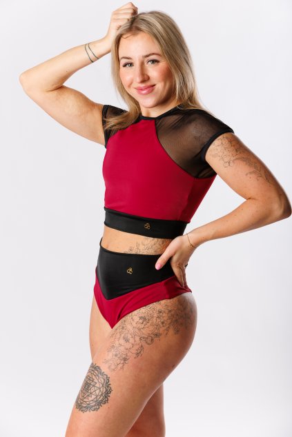 GoldBee Plavky Stahovací Brazilky Sport Bordo (Barva Bordo, Velikost 3XL)