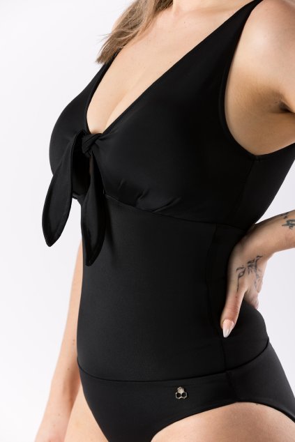 GoldBee Jednodílné Plavky Vázací Pro Velká Prsa Black (Barva Black, Velikost 3XL)
