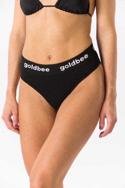GoldBee Kalhotky Brazilky Logo Black (Barva Black, Velikost L)