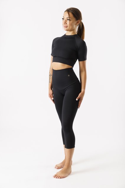 GoldBee Capri Legíny Stahující Celé Břicho Lycra Black (Barva Black, Velikost 3XL)