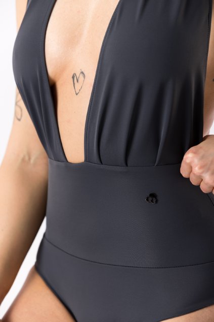 GoldBee Jednodílné Stahovací Plavky Kalhotky Dark Grey (Barva Dark Grey, Velikost 3XL)