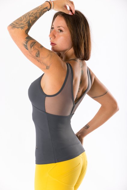 GoldBee Stahující Dlouhý Top Podrží Prsa Uleví Zádům Grey (Barva Grey, Velikost 3XL)
