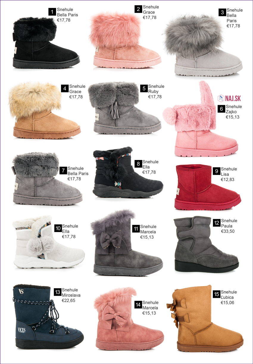 Snehule s kožušinou, snehule so šnúrkami