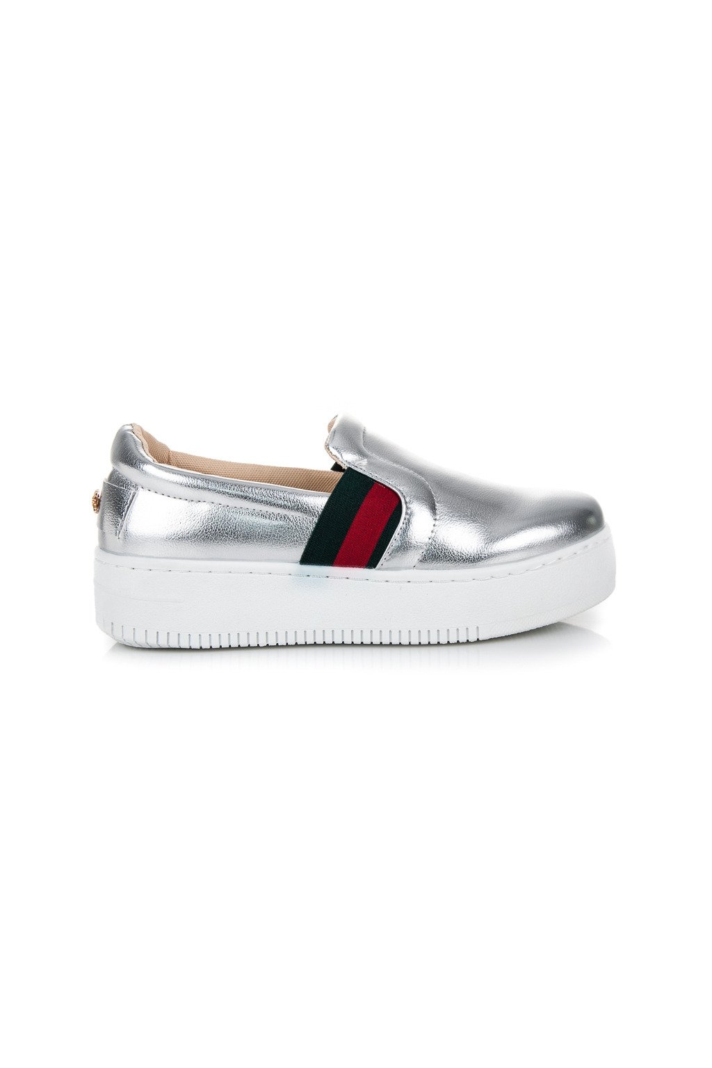 Strieborné tenisky slip on na platforme