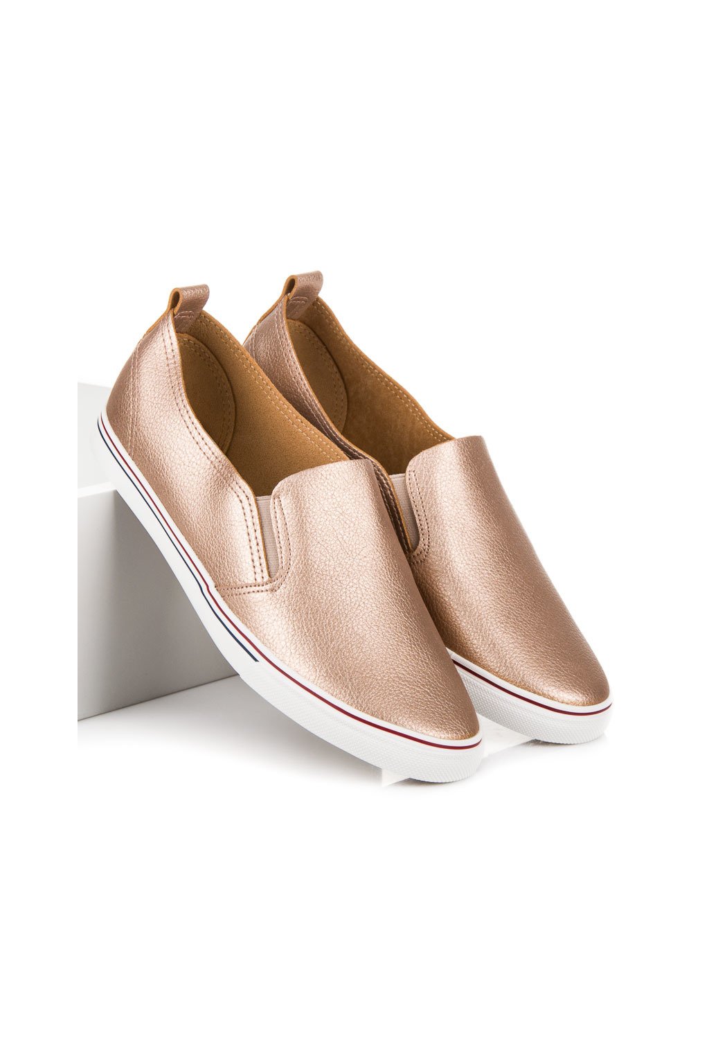 Dámske ružové tenisky slip on