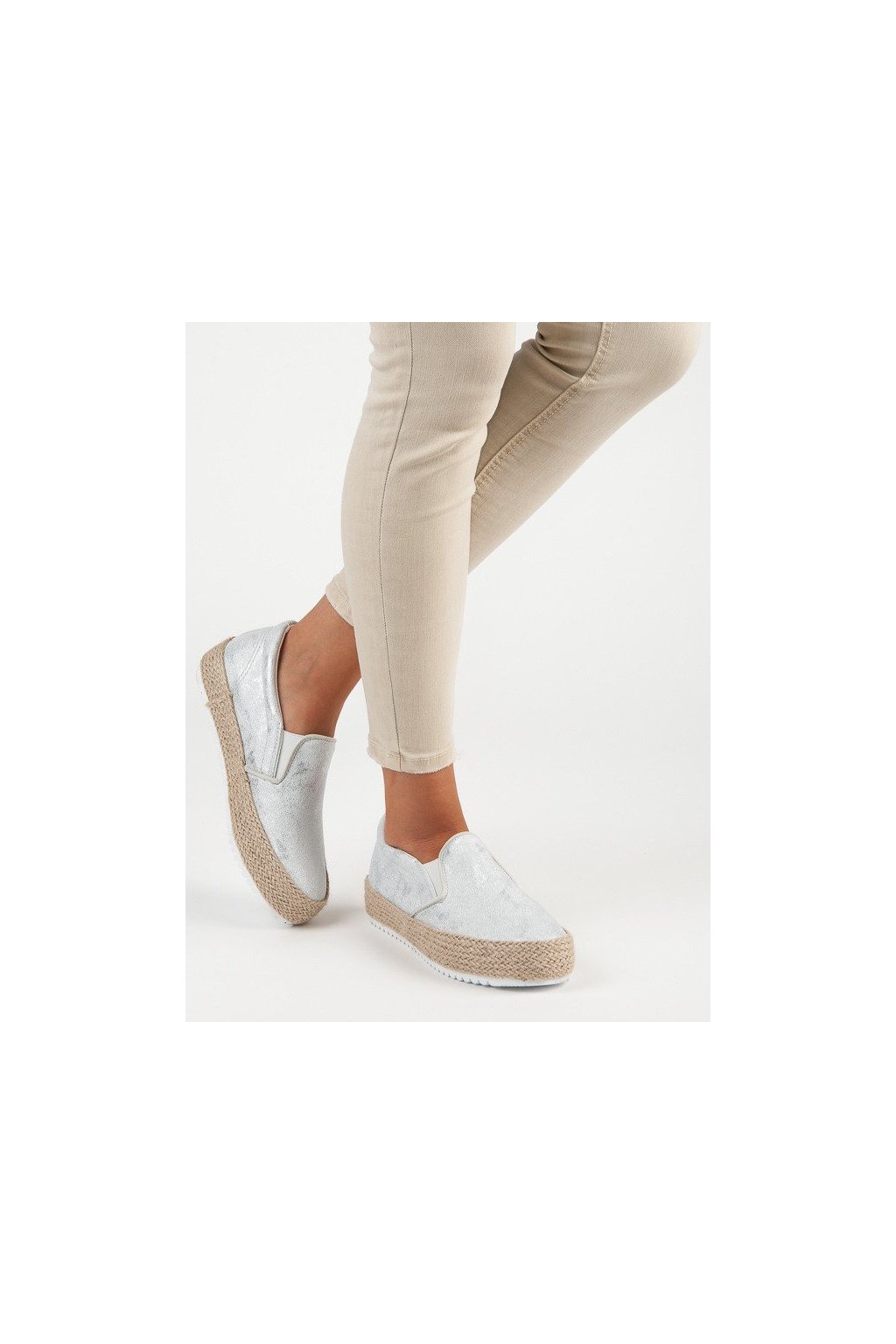 Sivé dámske espadrilky na platforme, kód produktu KA28-40S