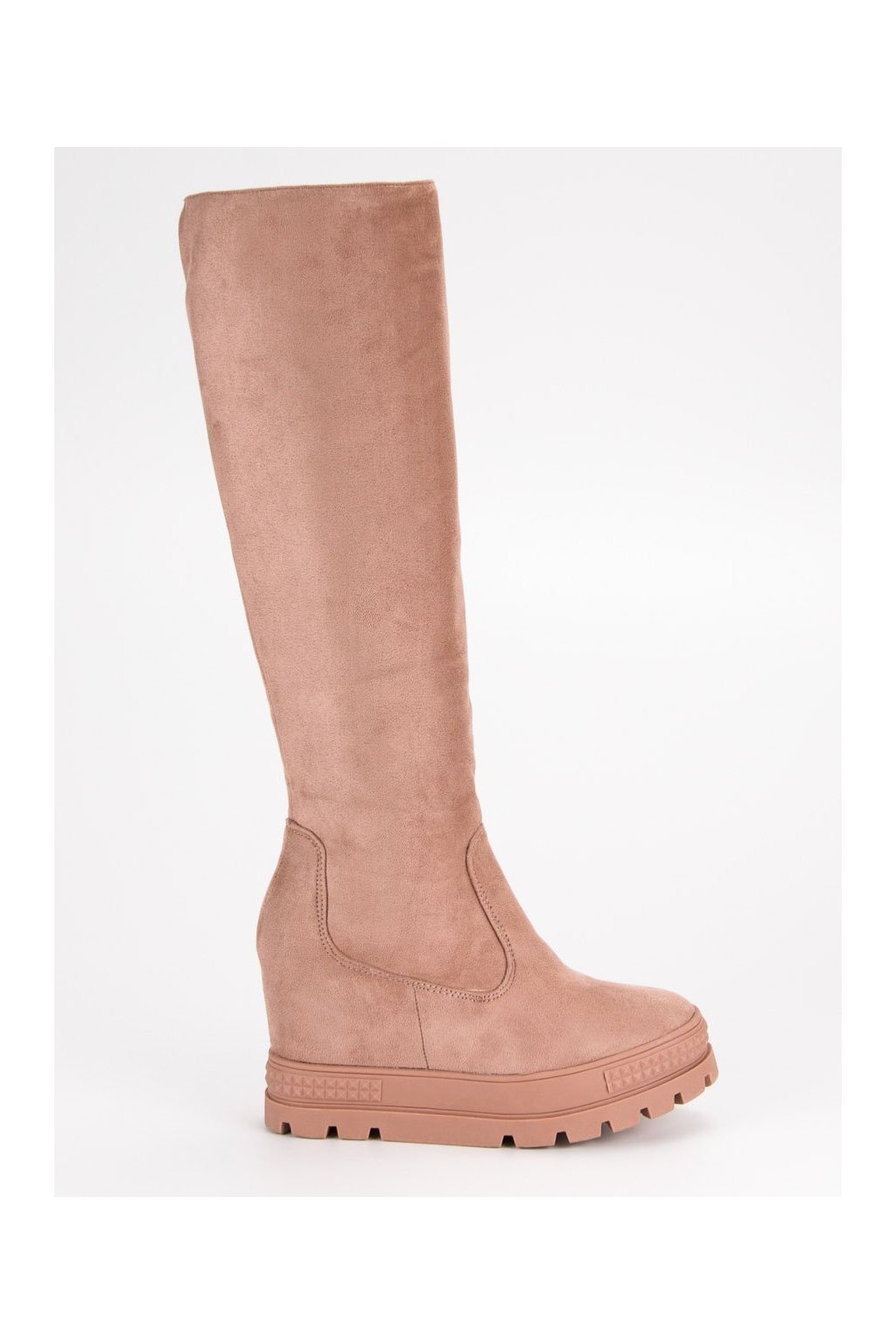 Ružové dámske semišové čižmy na plošej podrážke, kód produktu M272P
