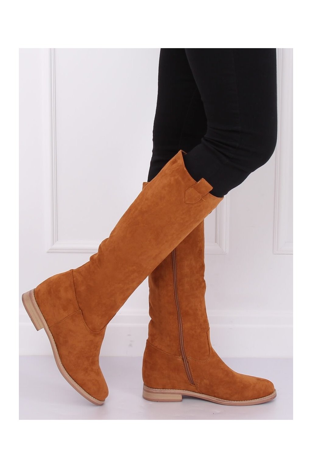 Hnedé dámske kožené členkové topánky mušketierky na platforme NAJ.SK, kód produktu NC968P