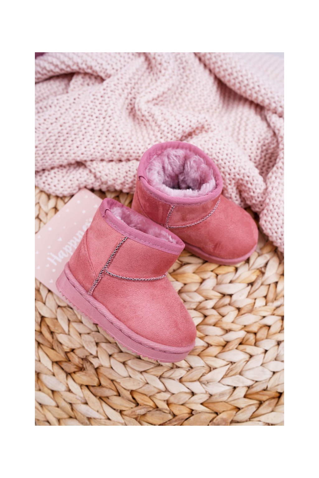 Ružové detské snehule s kožušinkou na zimu, kód produktu NJSK 20213-1A/2A PINK
