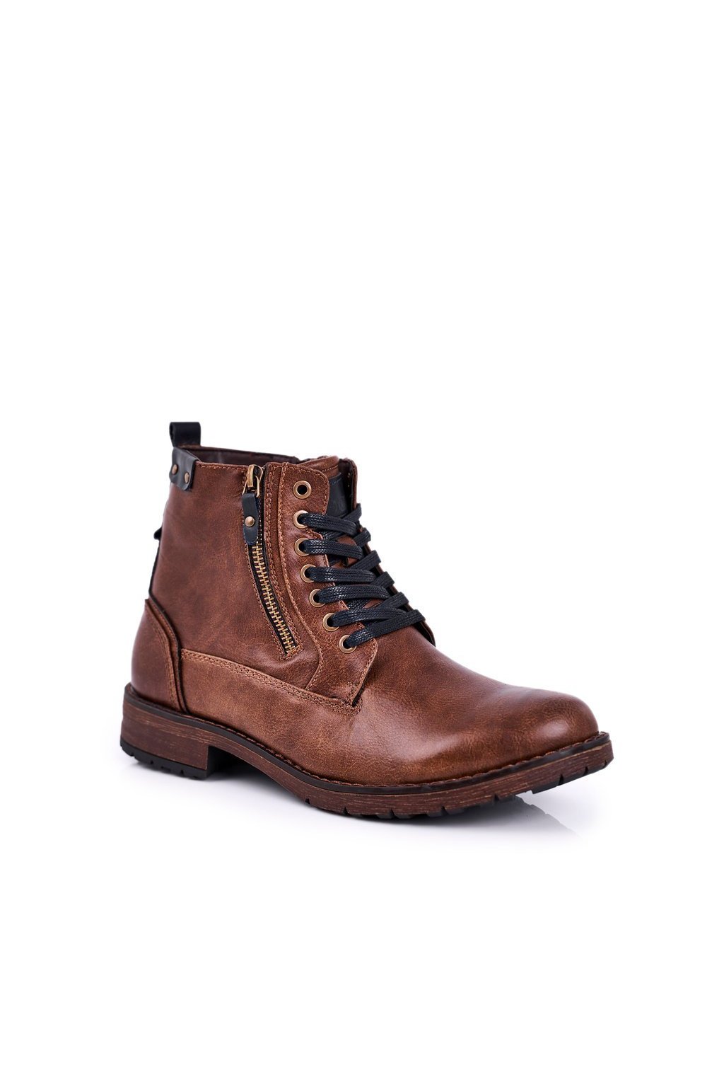 Pánske zimné topánky hnedé, kód produktu NJSK 9MN29-1388 BROWN