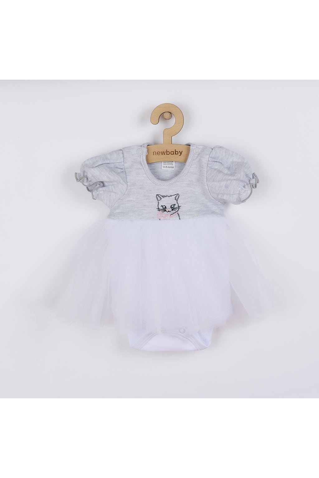Detské dojčenské body s tylovou sukničkou Wonderful sivé