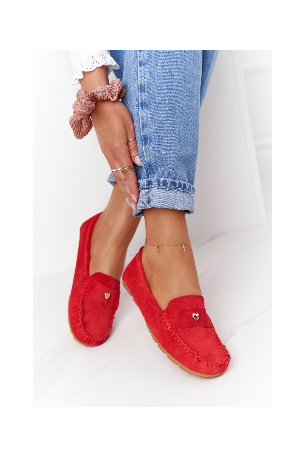 Dámske mokasíny farba červená kód obuvi 97609 RED