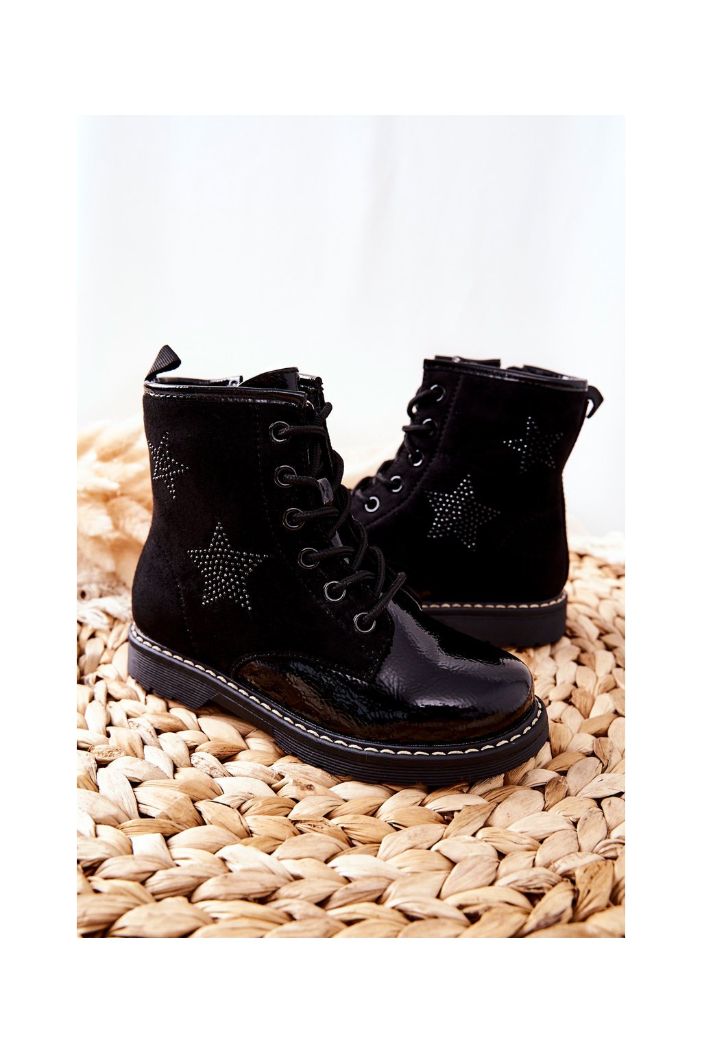 Detské členkové topánky farba čierna kód obuvi 22-16266 BLK