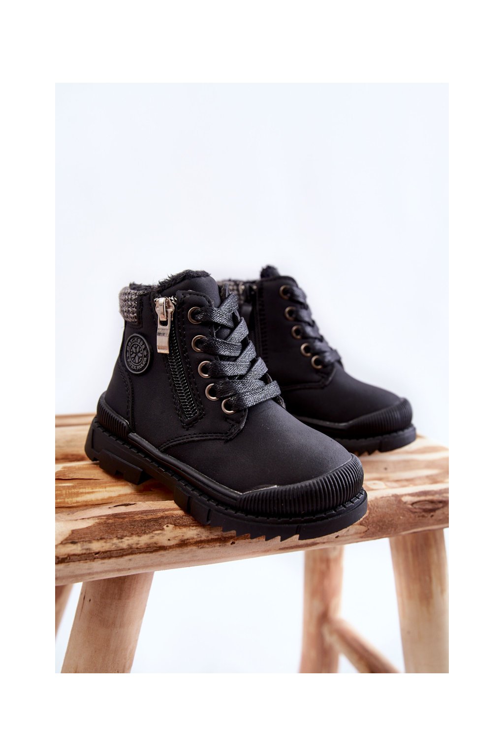 Detské členkové topánky farba čierna kód obuvi 22DZ23-5255 BLACK