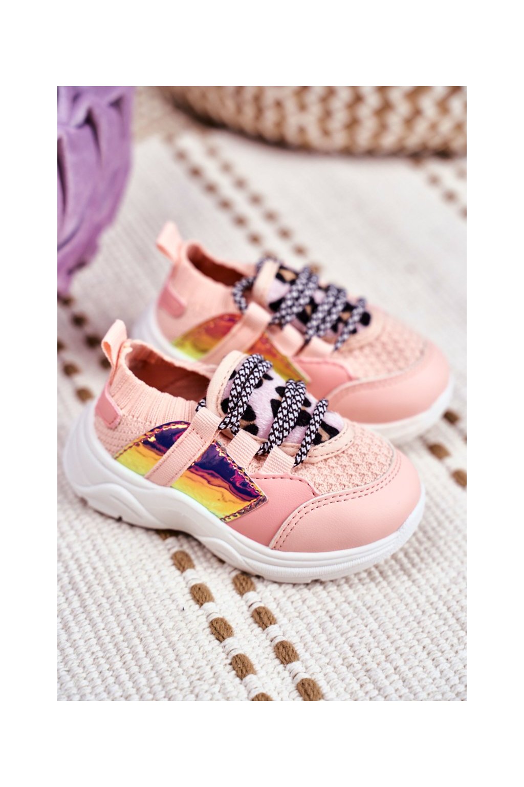 Ružové detské tenisky s leopardím vzorom, ekologická koža, kód produktu 800 PINK