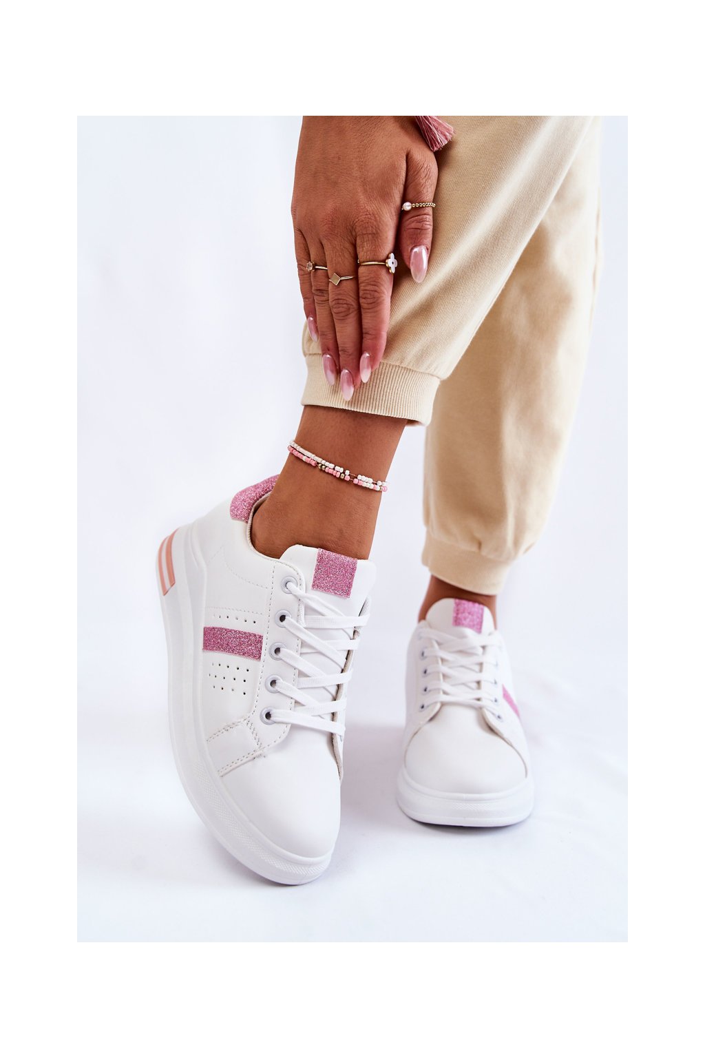 Dámske tenisky farba biela kód obuvi CNT-35 WHT/PINK | NAJ.SK