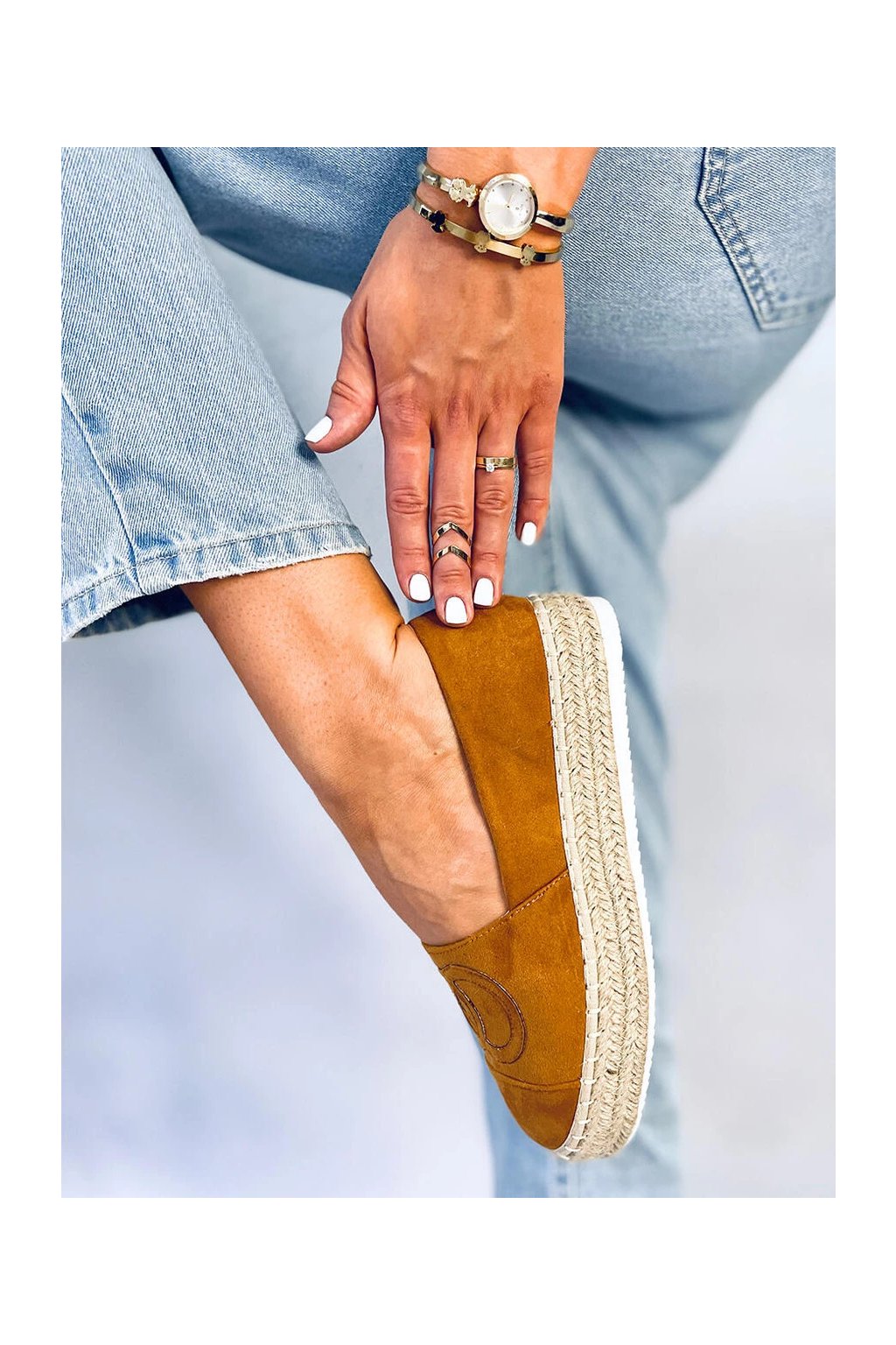 Hnedé dámske sandále z eko semišu na bežný deň, kód produktu T379