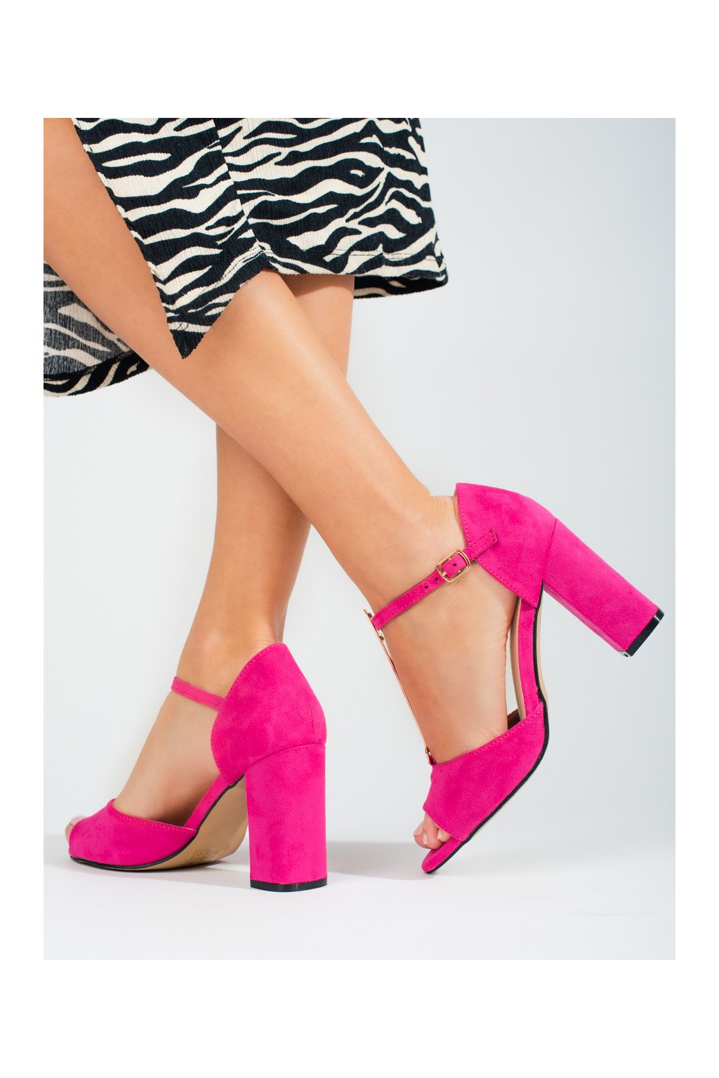 Ružové dámske sandále na hrubom podpätku Shelovet kod GD-FL1094FU