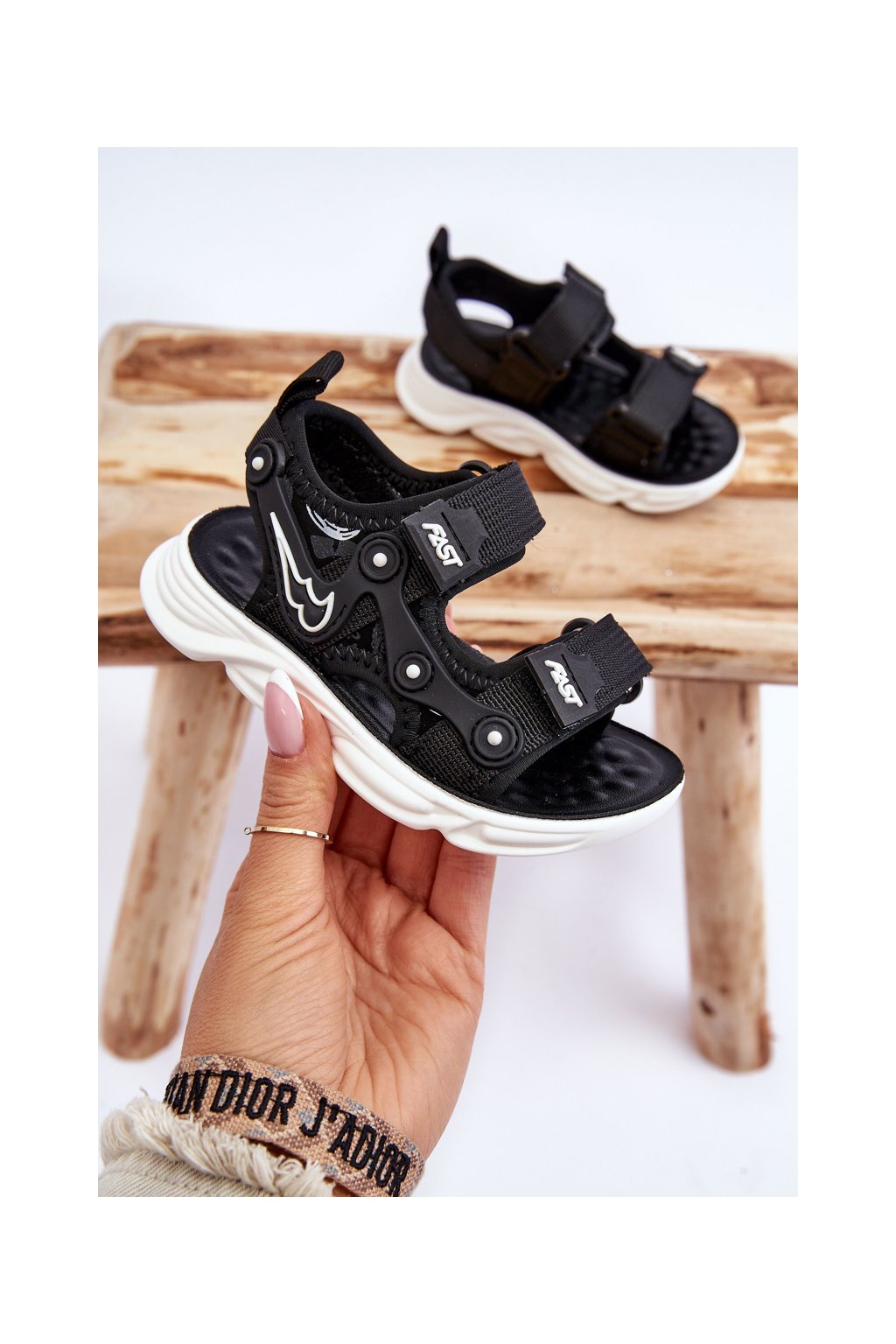 Detské sandále farba čierna kód obuvi 250-A BLACK/WHITE