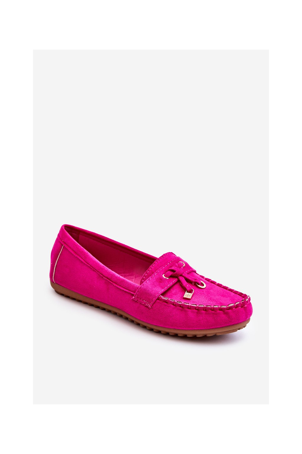 Ružové dámske mokasíny z eko semišu s rovnou podrážkou, kód produktu ZA28P FUCHSIA