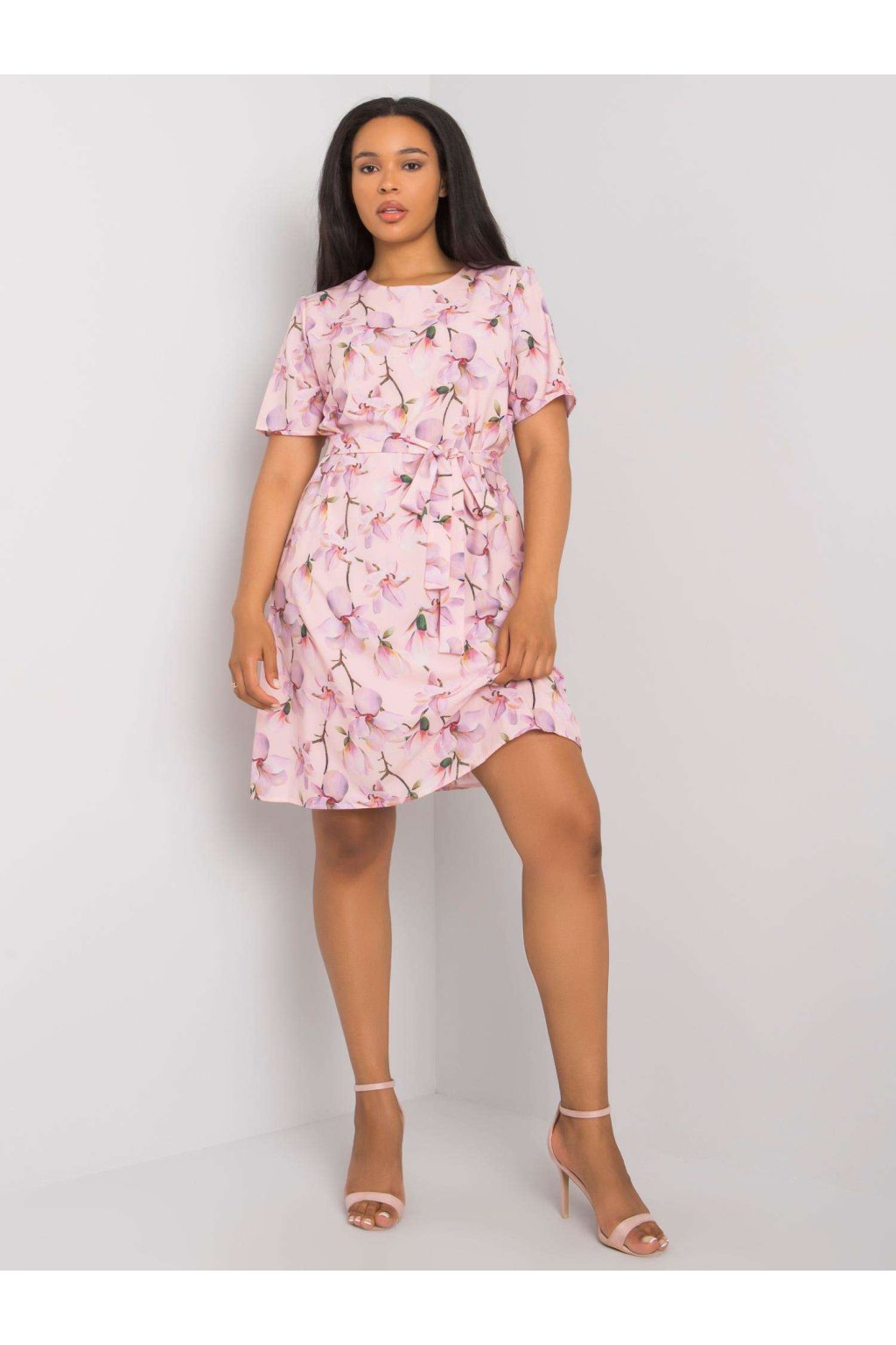 Dámske svetlo-ružove šaty plus size kód produktu LK-SK-507646-2.29