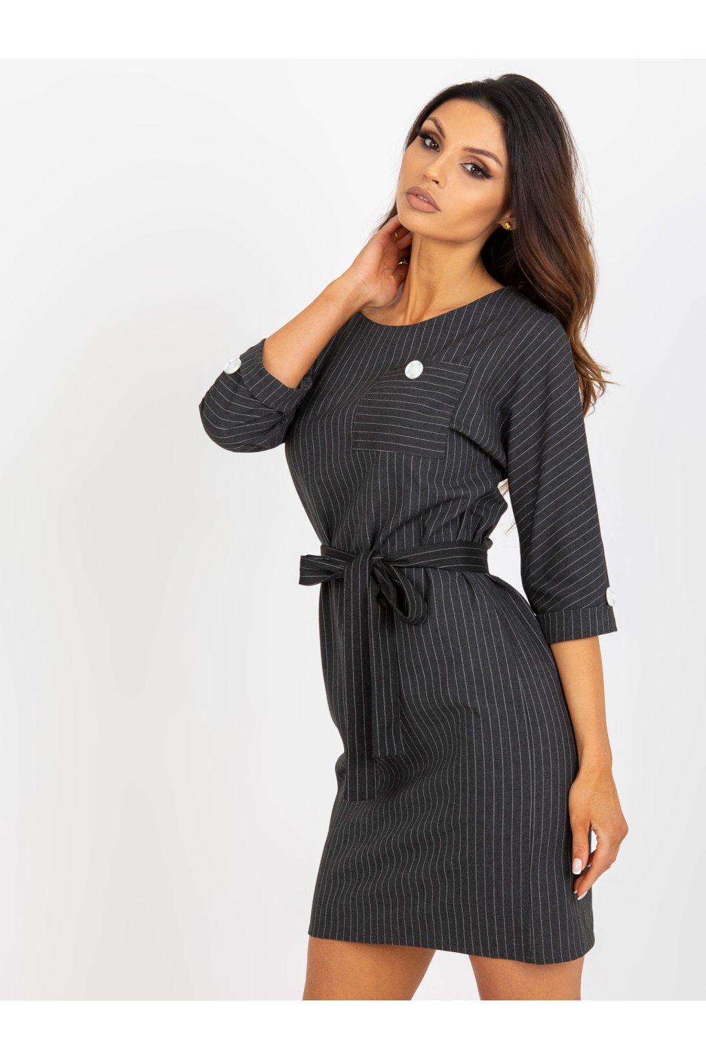 Dámske tmavo-sive šaty elegantné kód produktu LK-SK-507724.10