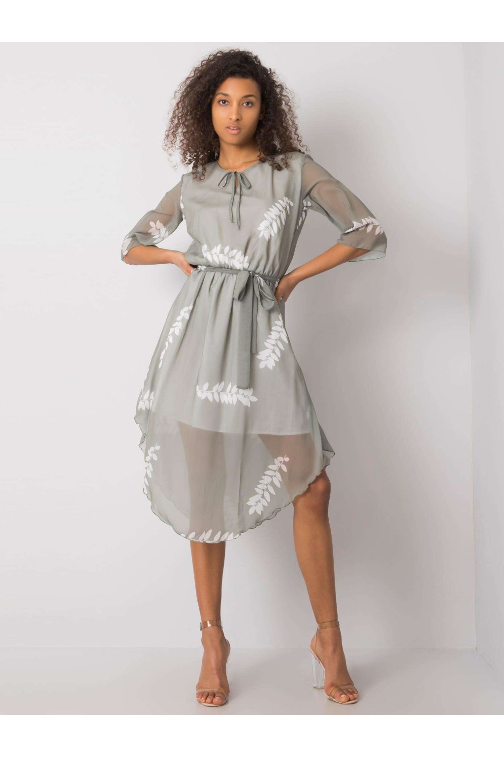 Dámske sive šaty s podtlačeným vzorom kód produktu LK-SK-508085.77P