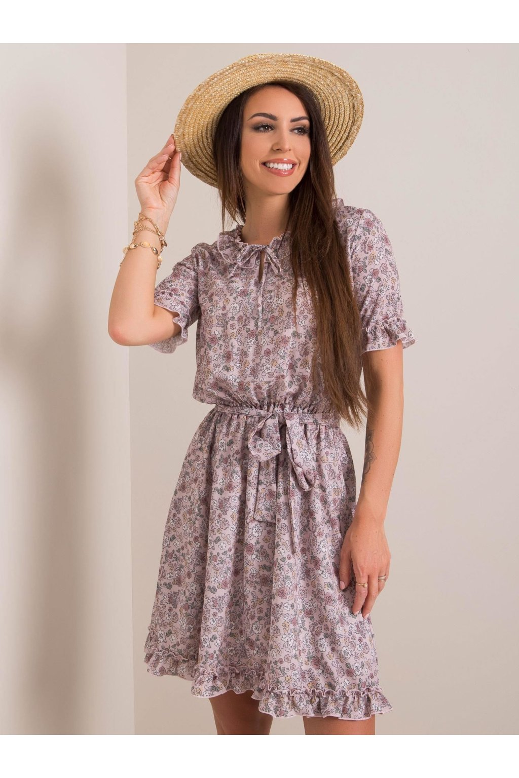 Dámske svetlo-fialove šaty s podtlačeným vzorom kód produktu LK-SK-508097.68P