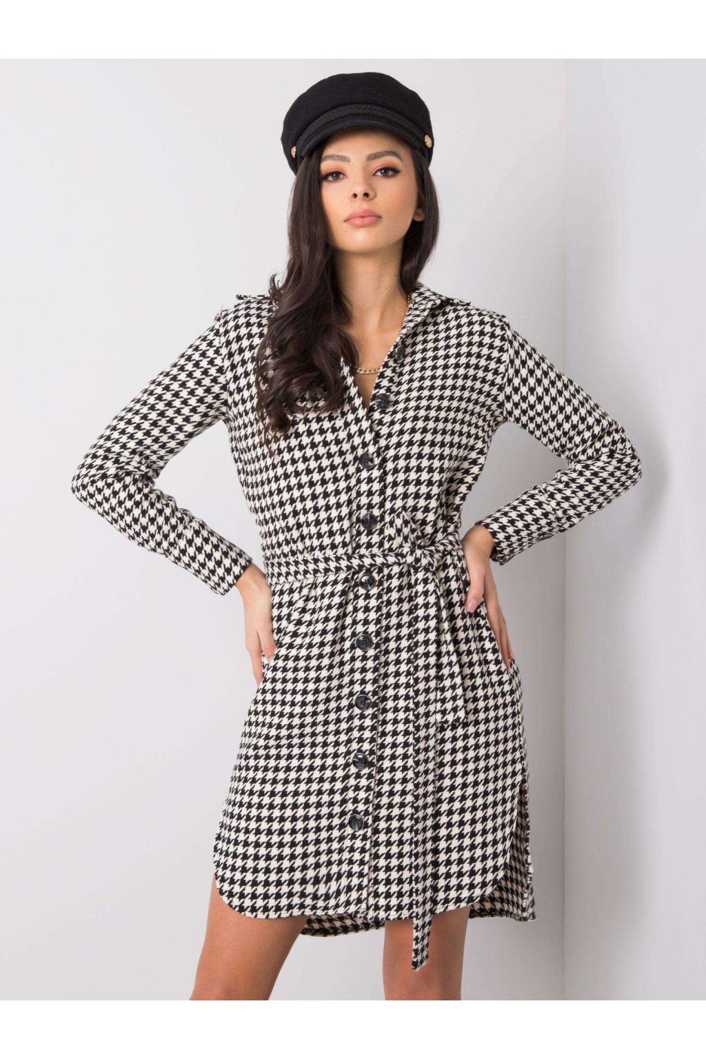Dámske čierno-biele šaty košeľové kód produktu LK-SK-508385-1.94