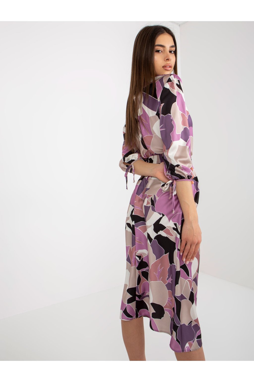Dámske fialové koktejlové šaty s bavlnou, polyesterom a viskózou, kód produktu LK-SK-509018-4.87