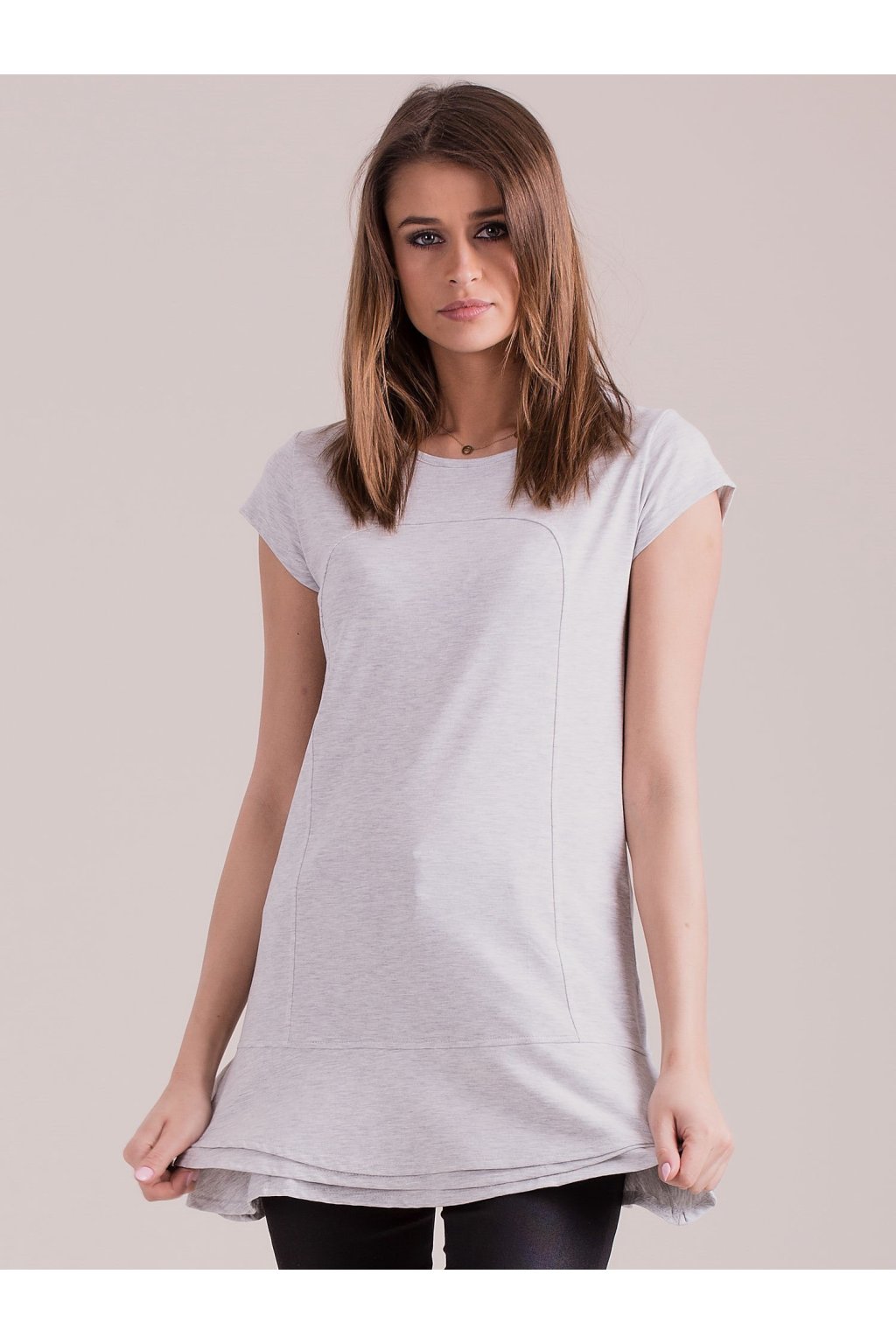 Dámske svetlo-sive šaty - tunika na bežný deň kód produktu PL-SK-1620.08