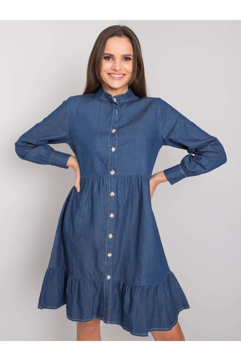 Dámske tmavo-modre šaty s volánom kód produktu RO-SK-ELB-01.54P