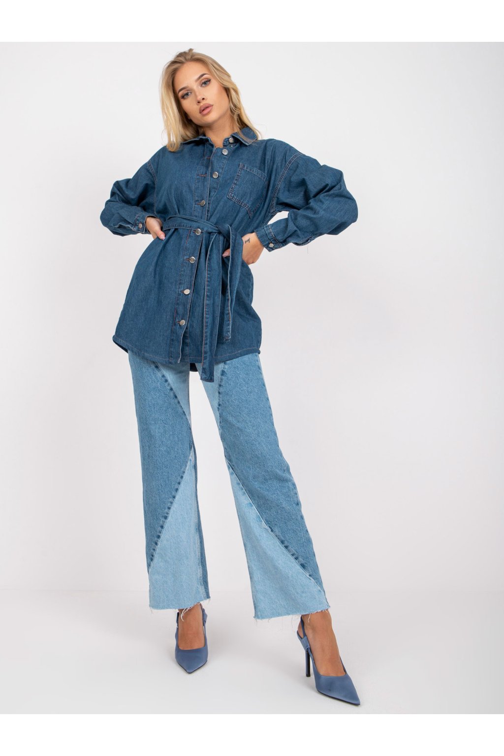 Dámske tmavo-modre šaty rifľove kód produktu RO-SK-ELB-2312.58