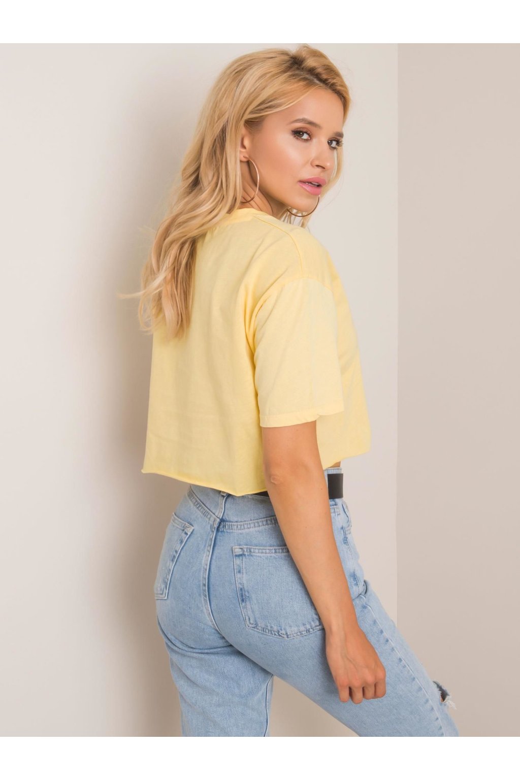 Dámske svetlo-žlté jednofarebné tričko, kód produktu 193-TS-20Y-1036.13P