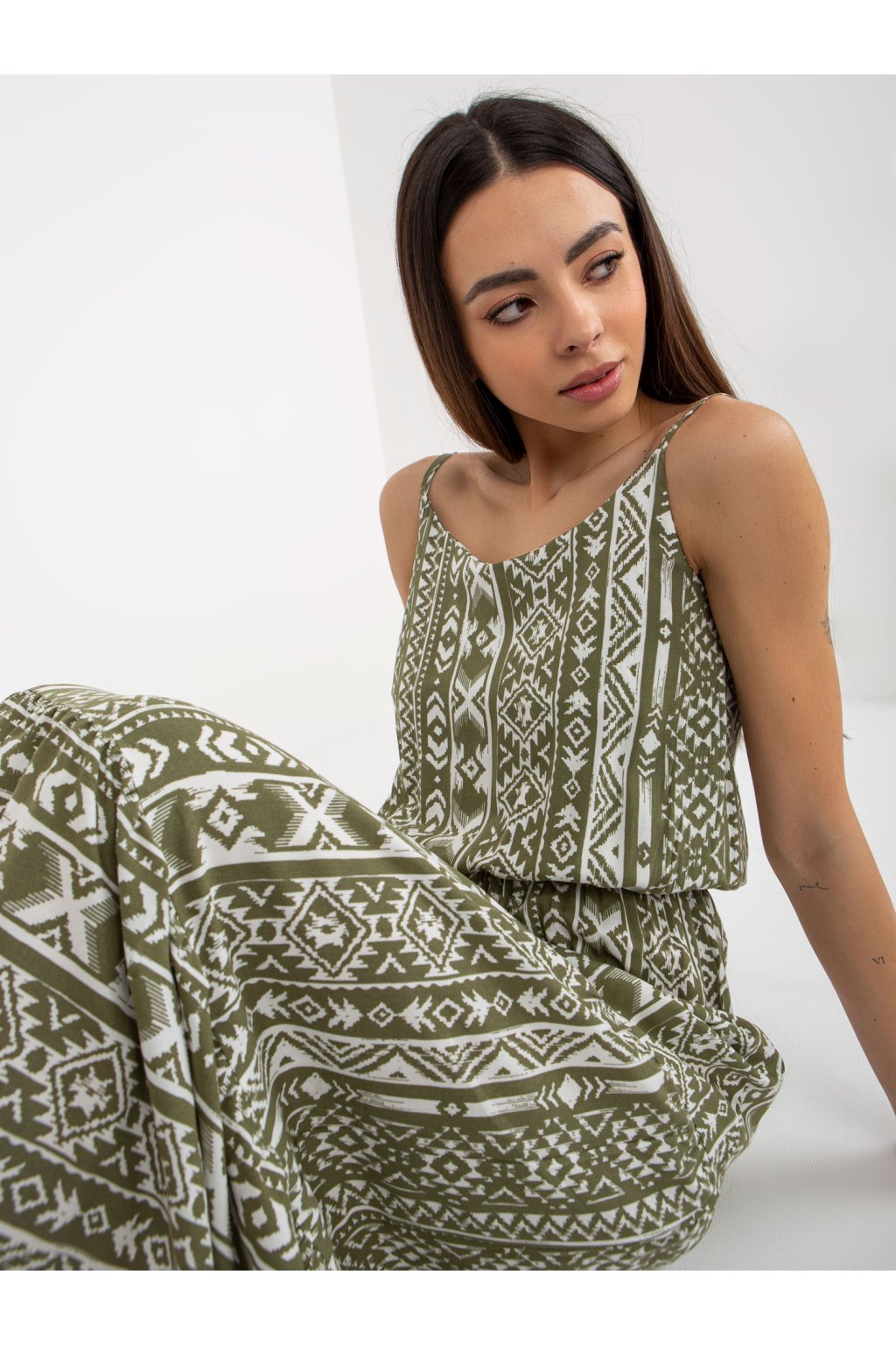 Dámske khaki šaty letne kód produktu D73771R30313B (Farba Khaki, Veľkosť XL)