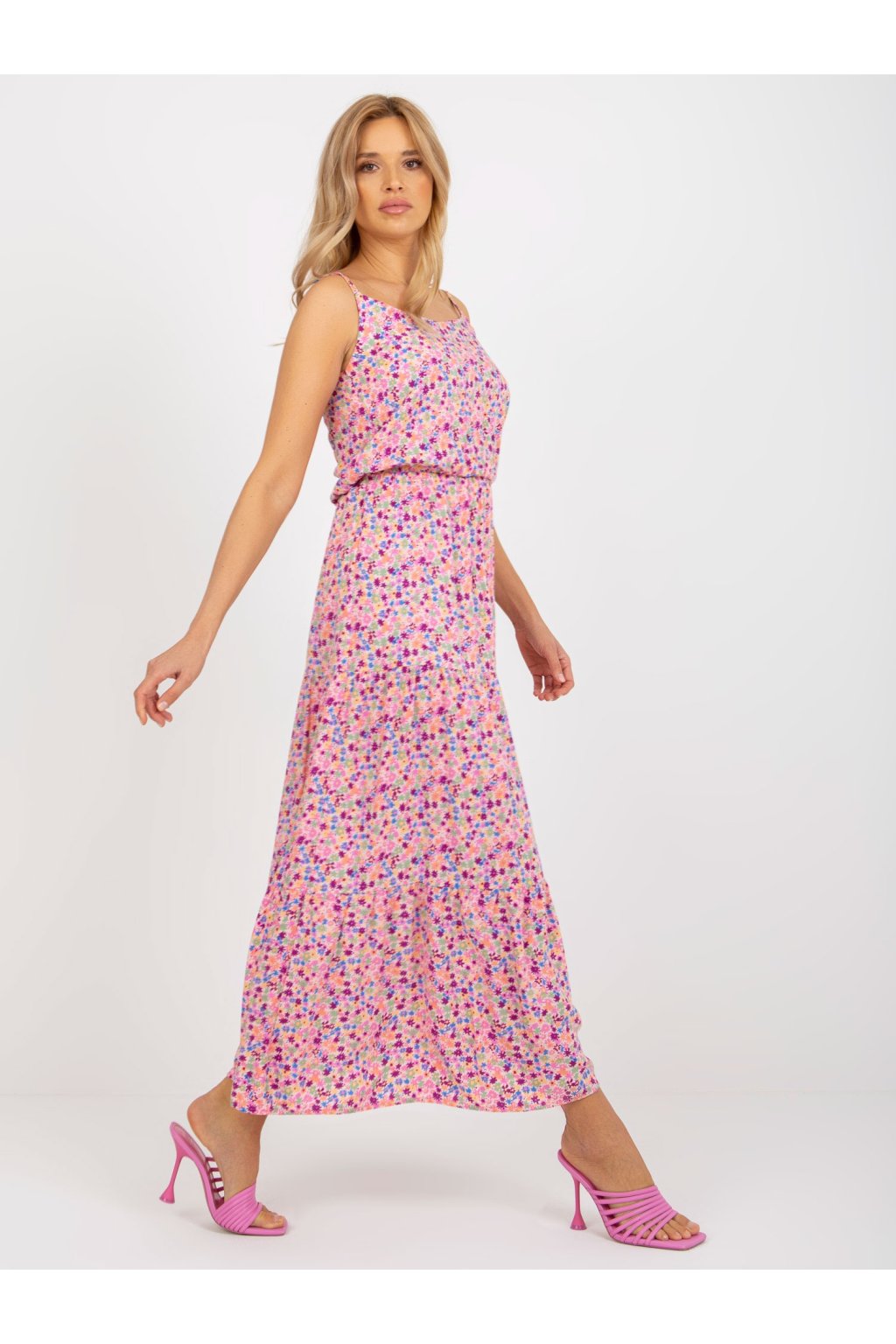 Dámske ružove šaty letne kód produktu D73771R30313B (Farba Ružová, Veľkosť S)