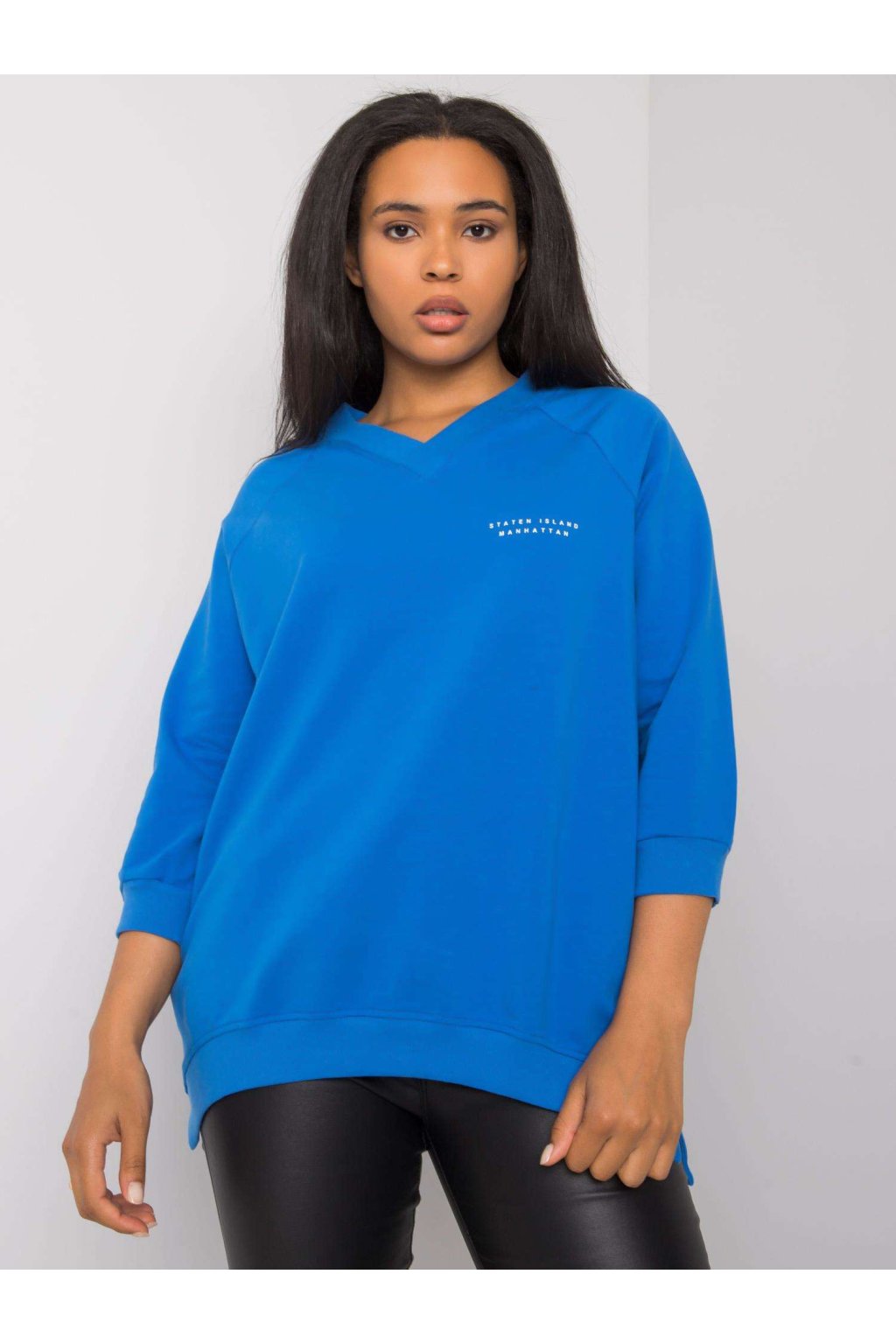 Dámska tmavo-modrá športová mikina plus size, kód produktu RV-BL-6852.22P