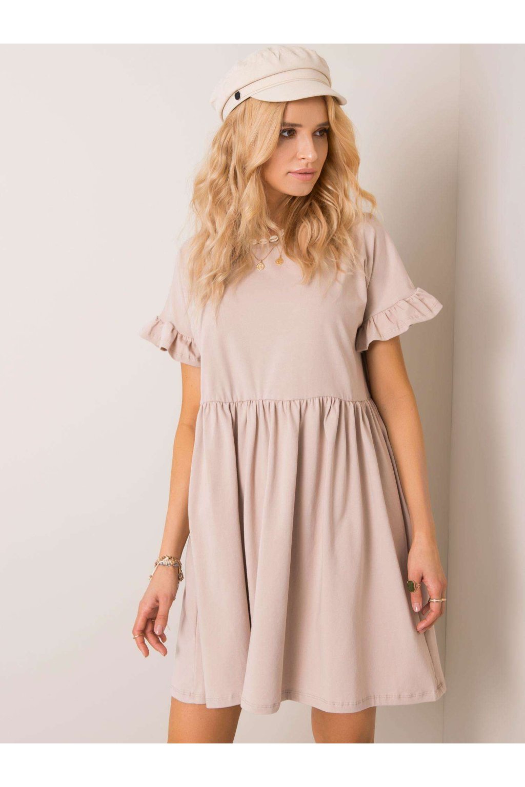 Dámske béžove šaty letne kód produktu RV-SK-5576.04