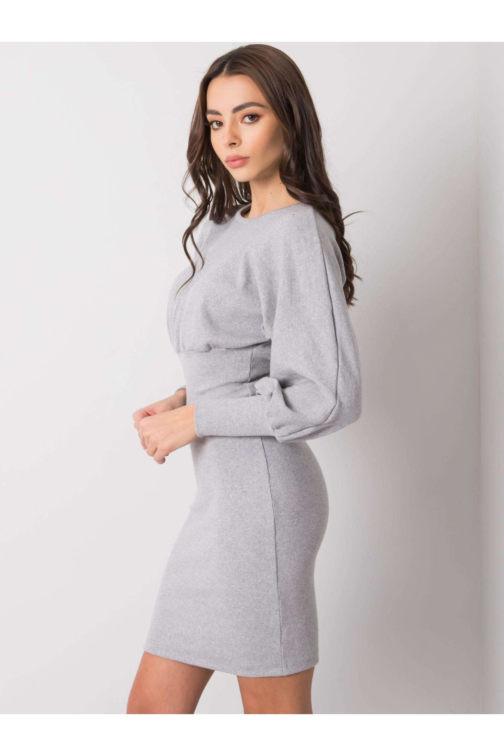 Dámske sive šaty vypasované kód produktu RV-SK-6079.65