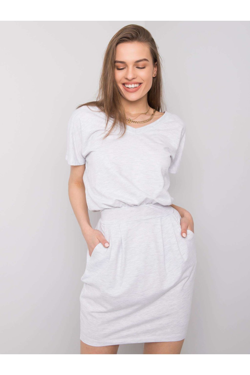 Dámske svetlo-sive šaty basic kód produktu RV-SK-6339.10X