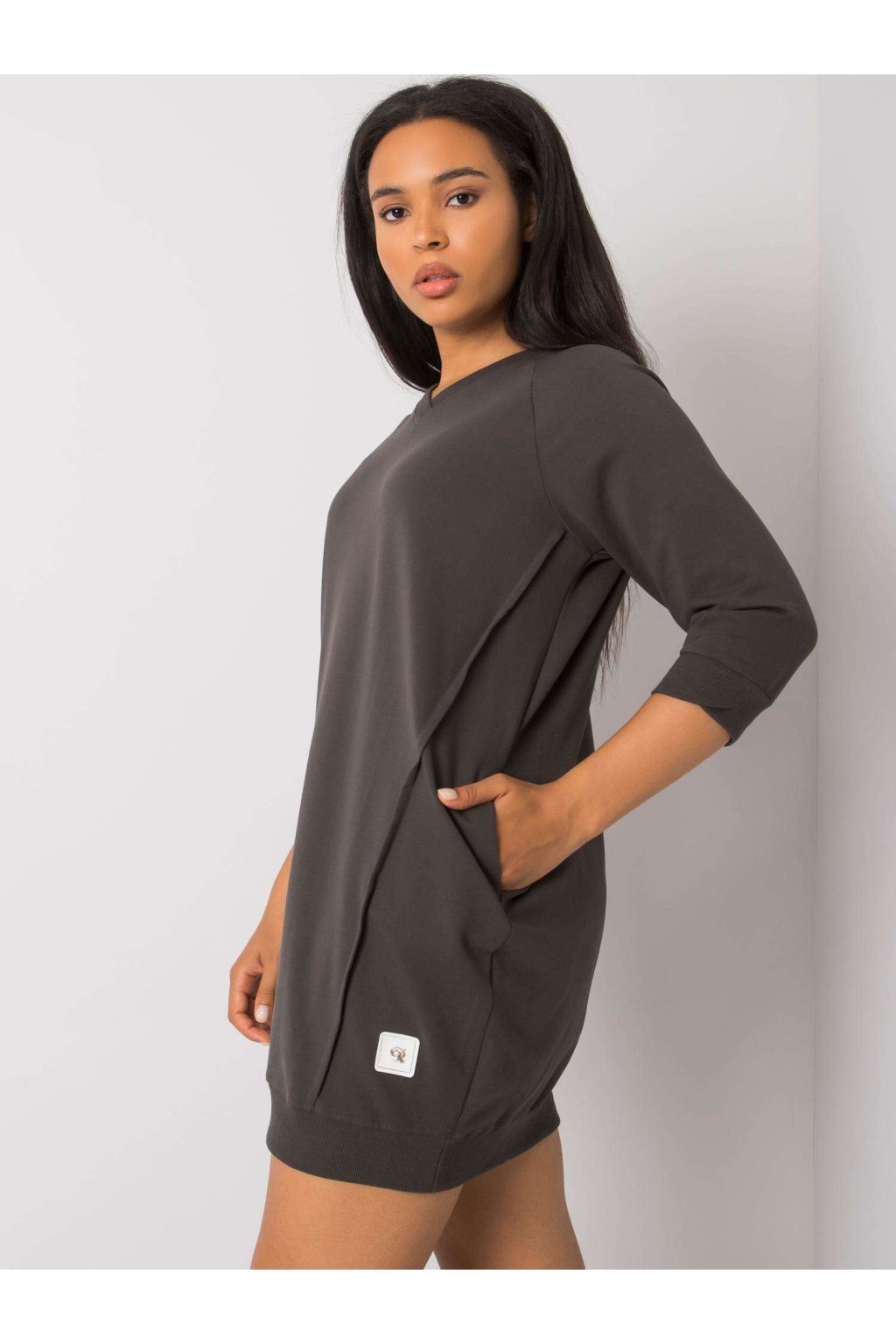 Dámske tmave-khaki šaty plus size kód produktu RV-SK-6847.59P